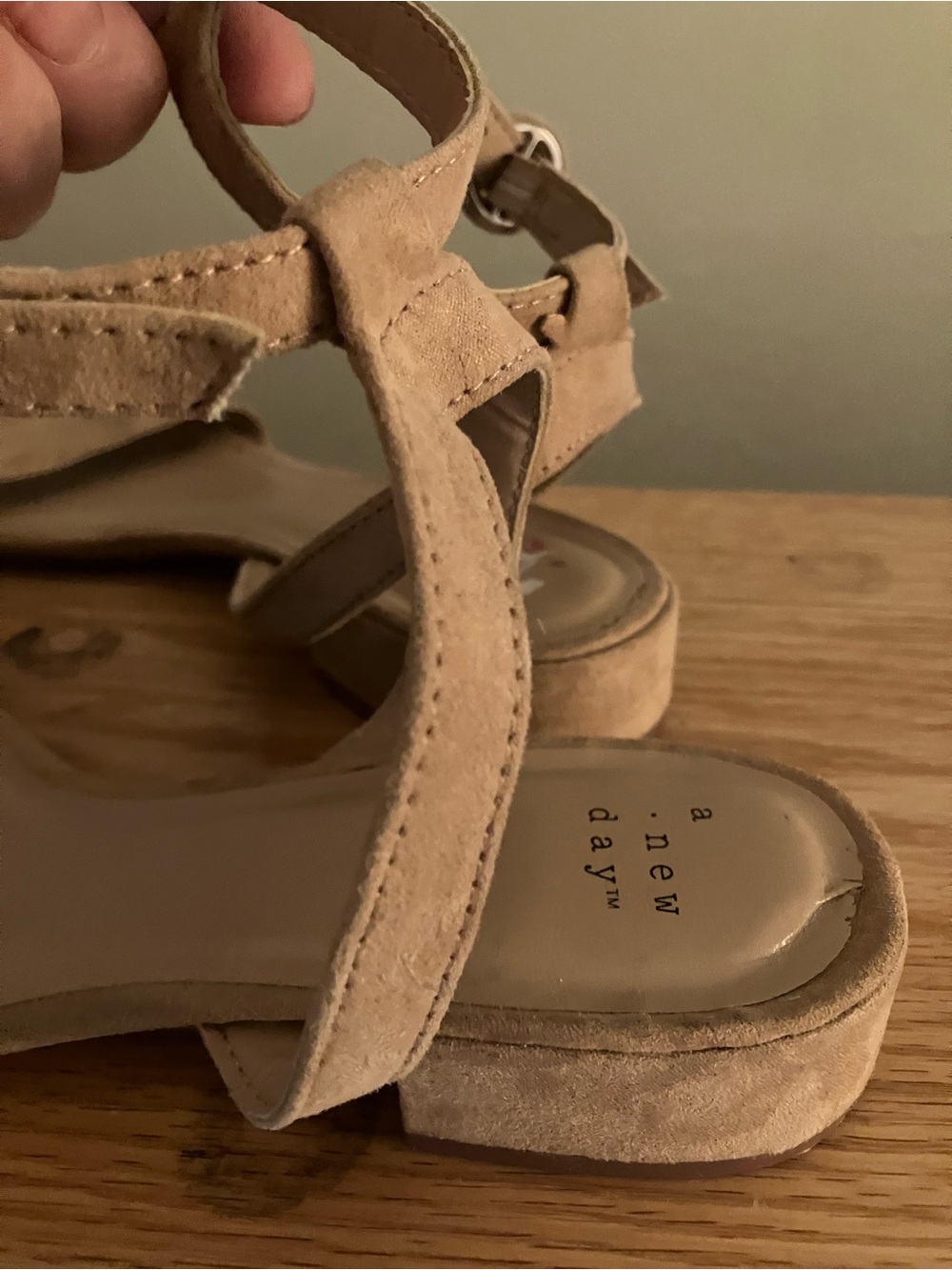 a new day Women's Open-Toe Ankle-Strap Sandals in Tan Suede - Picture 4 of 4